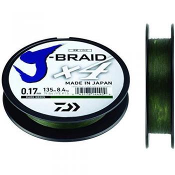 Daiwa J-trenza X4 Trenzado Sedal - Todas Las Tillas & Colores - verde oscuro, 0.25mm 135m