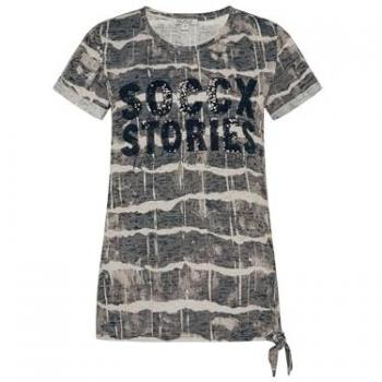 SOCCX Damen Rundhalsshirt mit Gummizug