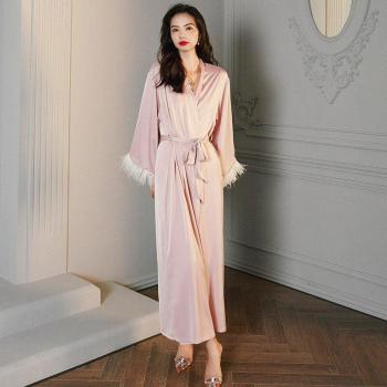 Damen Langarm Zwei Stück Chiffon Nachtwäsche Set