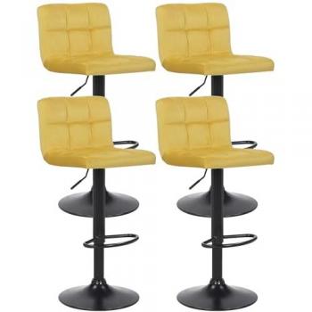 Set de 4 Taburetes Feni en terciopelo amarillo