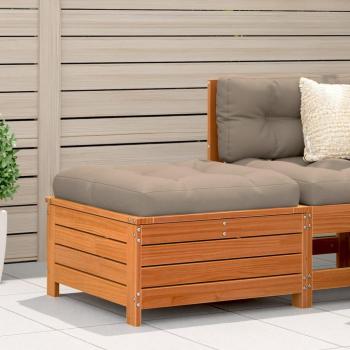 VidaXL Garden Footstool with Cushion Wax Brown Solid Wood Pine