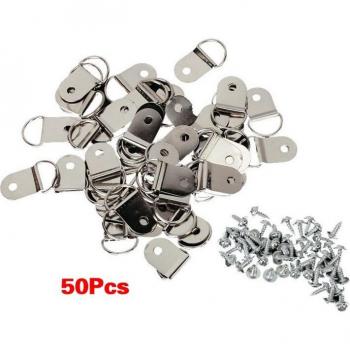 50 Count Medium D-Ring Picture Frame Strap Hangers with Screws