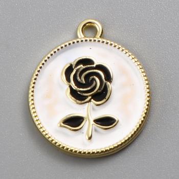 Enamelled Gold Heart Rose Charms for Earring Craft