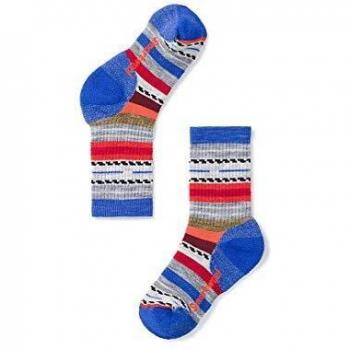 Smartwool Kids' Hiking Socks with Margarita Crew Design, Bright Blue, Size 29-32, Medium Thickness