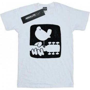 T-shirt en Coton pour Femmes avec Logo de Guitare Woodstock