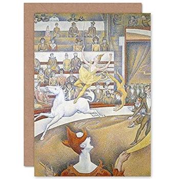 Georges Seurat The Circus Fine Art Greeting Card in Brown with Matching Envelope