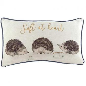 Oakwood Hedgehogs Hand-Painted Watercolour Printed Piped Cushion