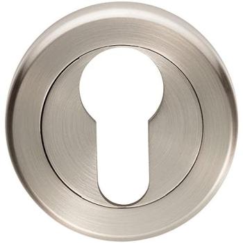 Satin Nickel 51 mm Euro Profile Escutcheon with Chamfered Edge and Loops