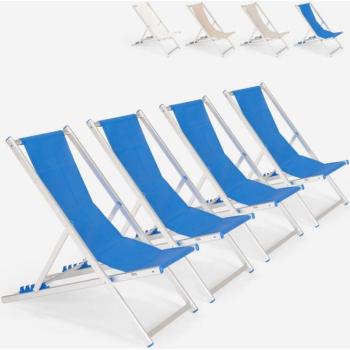 4 Sedie Mare Alluminio Regolabili Riccione Gold - Blu