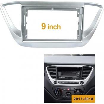 Panneau de Garniture 2 Din 9 pouces pour Radio de Voiture Hyundai Solaris 2 Accent Verna 17-18