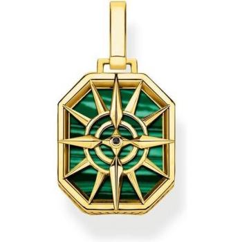 Thomas Sabo PE911-140-6 Anhänger Kompass Stern Goldfarben/Grün klein