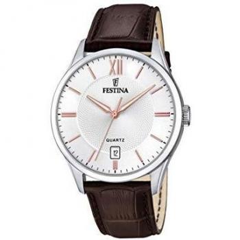 Festina - Reloj de hombre F20426/4 Acero Clasico de piel marrón