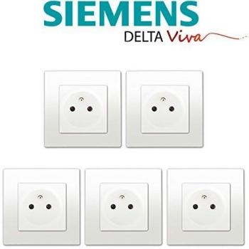 Ensemble de 5 Prises 2P+T Blanc Delta Viva - Siemens