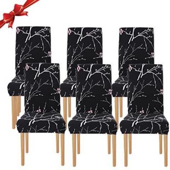 Jaotto Coprisedia Elasticizzati con Schienale 6 Pezzi, Fodere Coprisedie Universale per Sala da Pranzo Cucina, Moderno Coprisedia Lavabile Estraibile, Coperture per Sedie