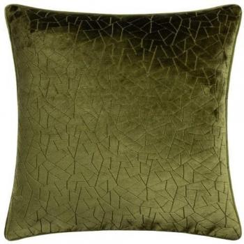 Housse de coussin Hoem Malans Velours Piped 45 cm – teinte olive