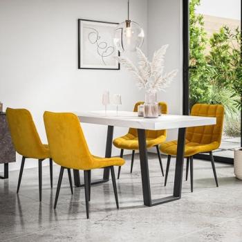 More4Homes Aria Dining Table with Nova Velvet Chairs – Mustard Accent