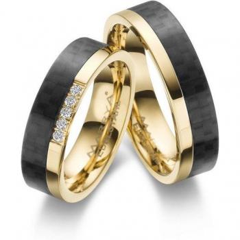 Verlobungsring MARRYA – Gold‑Schwarz Edelstahl Trauring 62