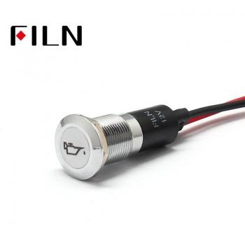 FILN 12mm Car Dashboard Oil Indicator LED Light - Yellow