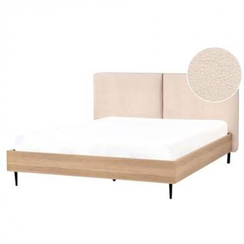 Letto Matrimoniale Bouclé Beige 160x200 Stile Moderno