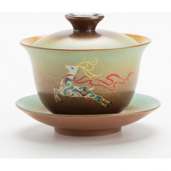 Sancai 180ml Ceramic Tea Bowl with Plate