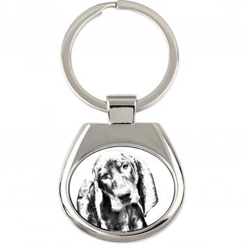 Coonhound Negro y Fuego: Llavero con Estampado de Perro Art‑Dog