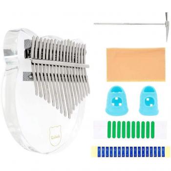 17-Key Acrylic Thumb Piano with Hammer and Manual