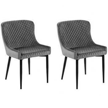 Ensemble de 2 Chaises Rembourrées en Velours Gris