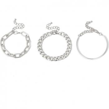 3Pcs/Set Gold Silver Stainless Steel Bangle Bracelets