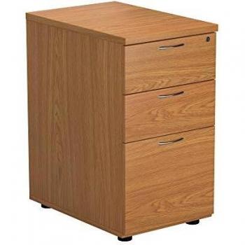 Desk High 3 Drawer Pedestal - 600mm Deep - Oak