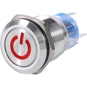 Rosvola Jeffergarden Switch Power Button 19 mm, 12 V–24 V, LED rosso impermeabile