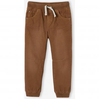 Boys' Beige Fleece-Lined Pull-On Joggers