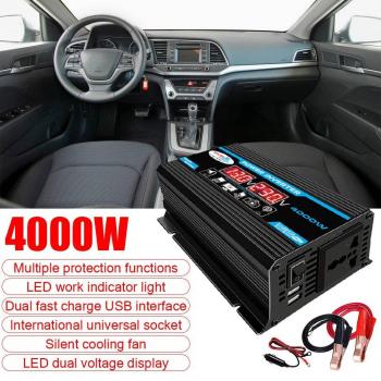 Cargador Vehicular 12 V a 220 V/110 V Dual USB 4000 W