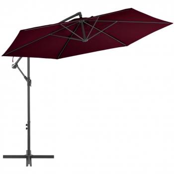Sombrilla voladiza con poste de aluminio burdeos 300 cm