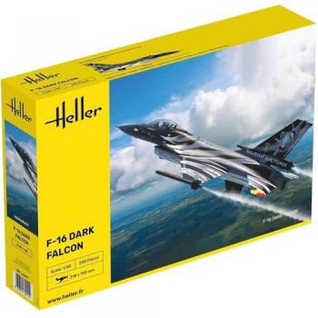 Maquette avion militaire - HELLER - F-16 Faucon Noir - Échelle 1/48 - 200 pièces - Plastique
