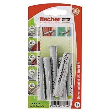 Taco Universal Fischer UX 10x60 mm - 6 Piezas con Pasador