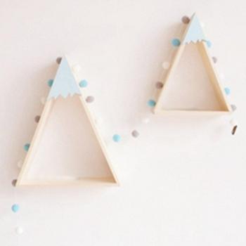 Nordic Style Wooden Snow Mountain Floating Wall Shelf Set for Baby Room (2pcs)