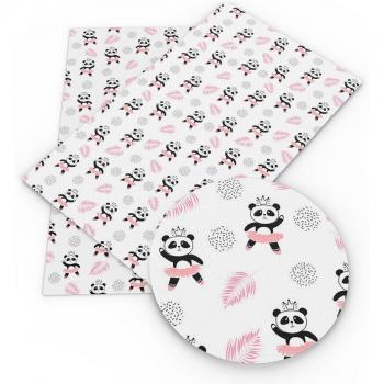 20x34cm Panda Design Vinyl Leatherette for DIY Projects