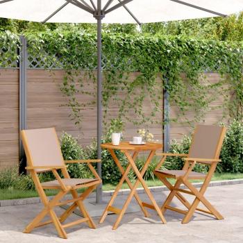 VidaXL 3 Piece Bistro Set Taupe Fabric and Solid Wood
