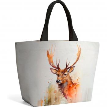 Majestic Stag Watercolour Beach Shopper Tote Bag