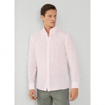 Hackett Camicia A Maniche Lunghe Garment Dye Lino B Rosa L