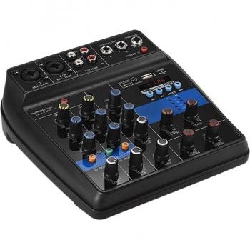 Compact 4-Channel Bluetooth Mixer with MP3 and Reverb Effect (US Plug)