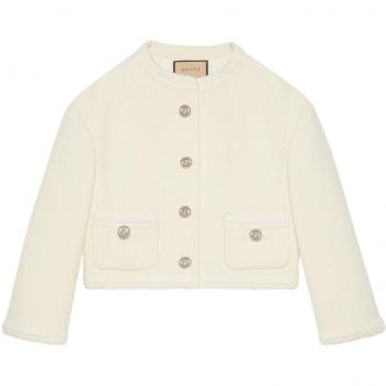 Gucci White Tweed Button-Up Jacket | Size M