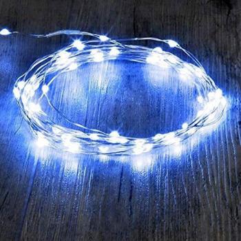 Lustre LED argenté froid 8M (80 diodes)
