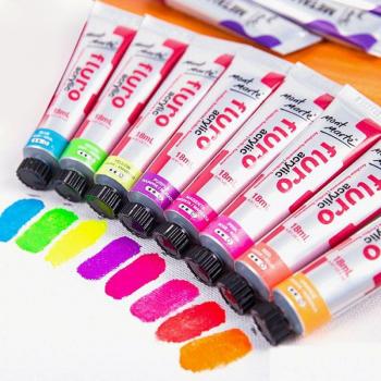 Fluorescent Metallic Fabric Paint Set - 8 Colors, 18ml