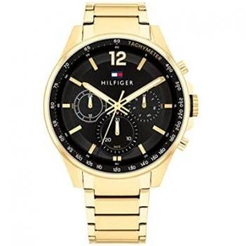 TOMMY HILFIGER Black & Gold Multifunction Men's Watch
