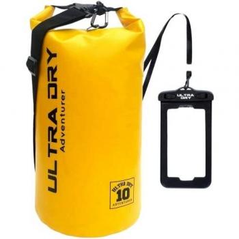 Durable Waterproof Sack with Phone Protection for Kayaking, Boating, Canoeing, Fishing, Rafting, Swimming, Camping, Snowboarding (Yellow 20 L)