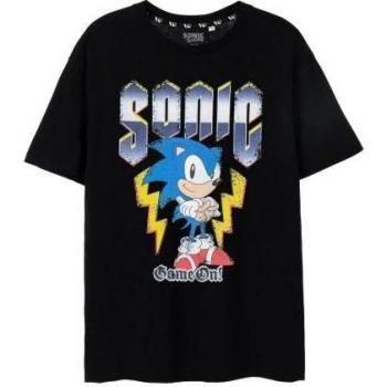T-shirt à manches courtes Sonic le Hérisson pour homme - Jeu Activé, Taille L Noir