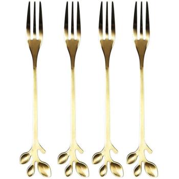 Ensemble de Quatre Fourchettes à Dessert en Folleur d’Or