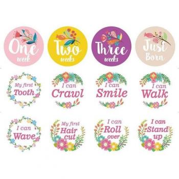 Milestone Stickers for Newborns - 12Pcs Baby Month Stickers