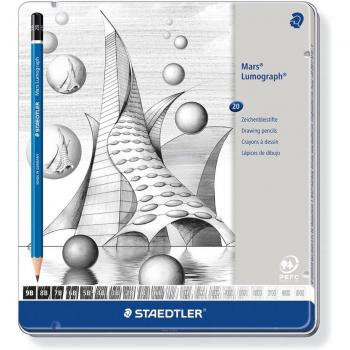 Staedtler Mars Lumograph Blue Barrel Sketch Pencil (100 G20)